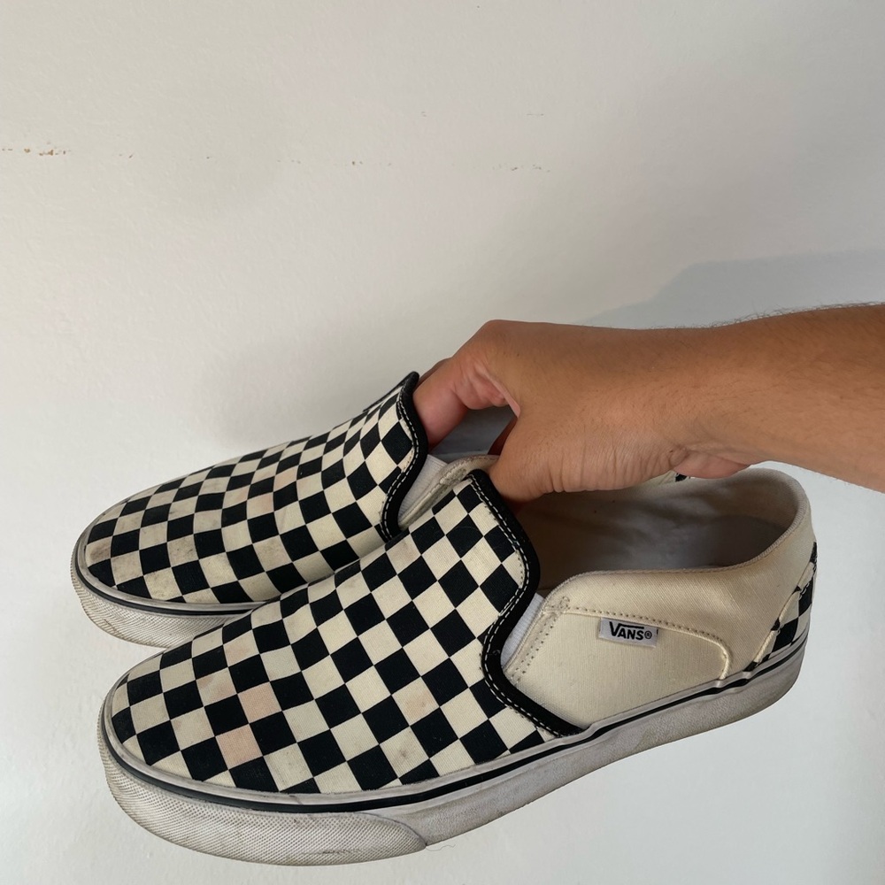 Vans Black and White Checkerboard Slip-Ons